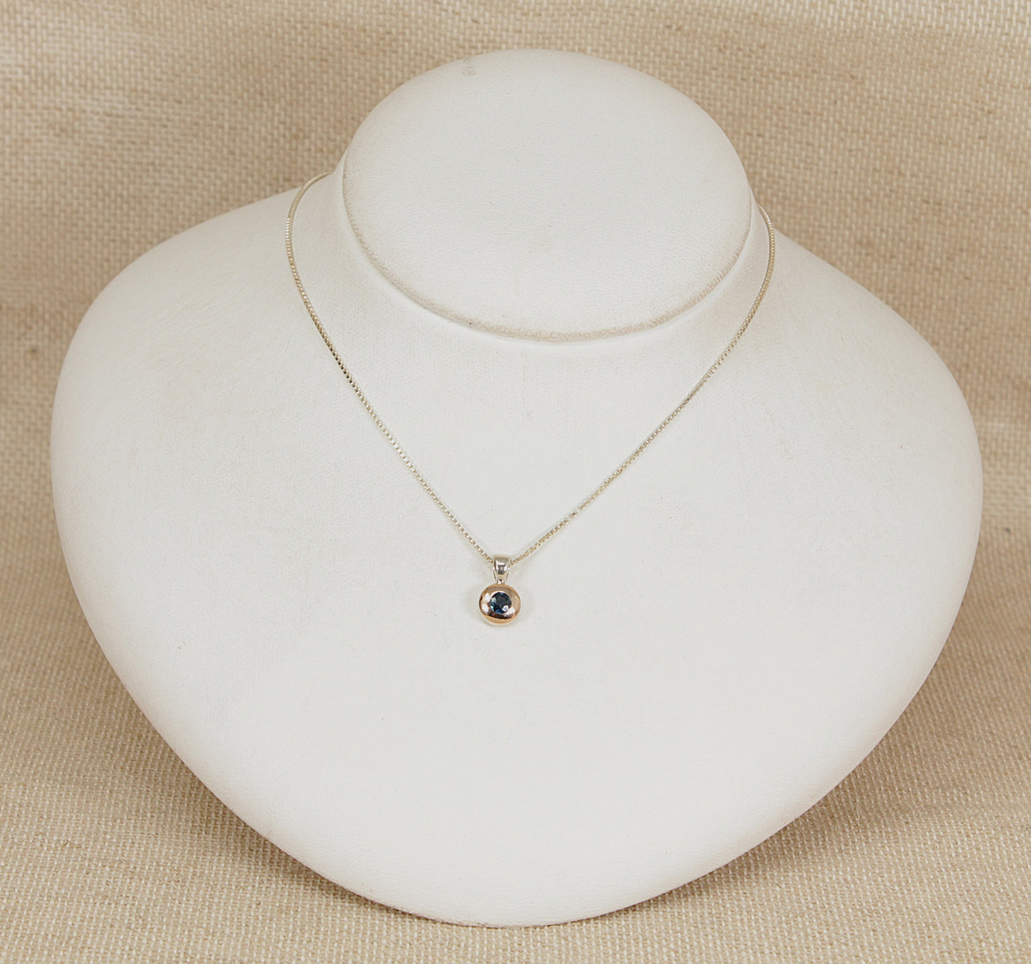 Silver Blue Sapphire Pendant Necklace