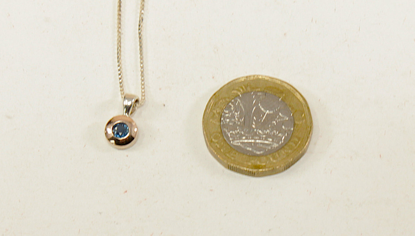 Silver Blue Sapphire Pendant Necklace