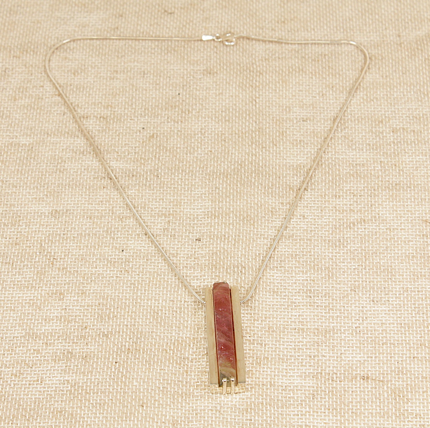 Silver Pink Tourmaline Designer Pendant Necklace
