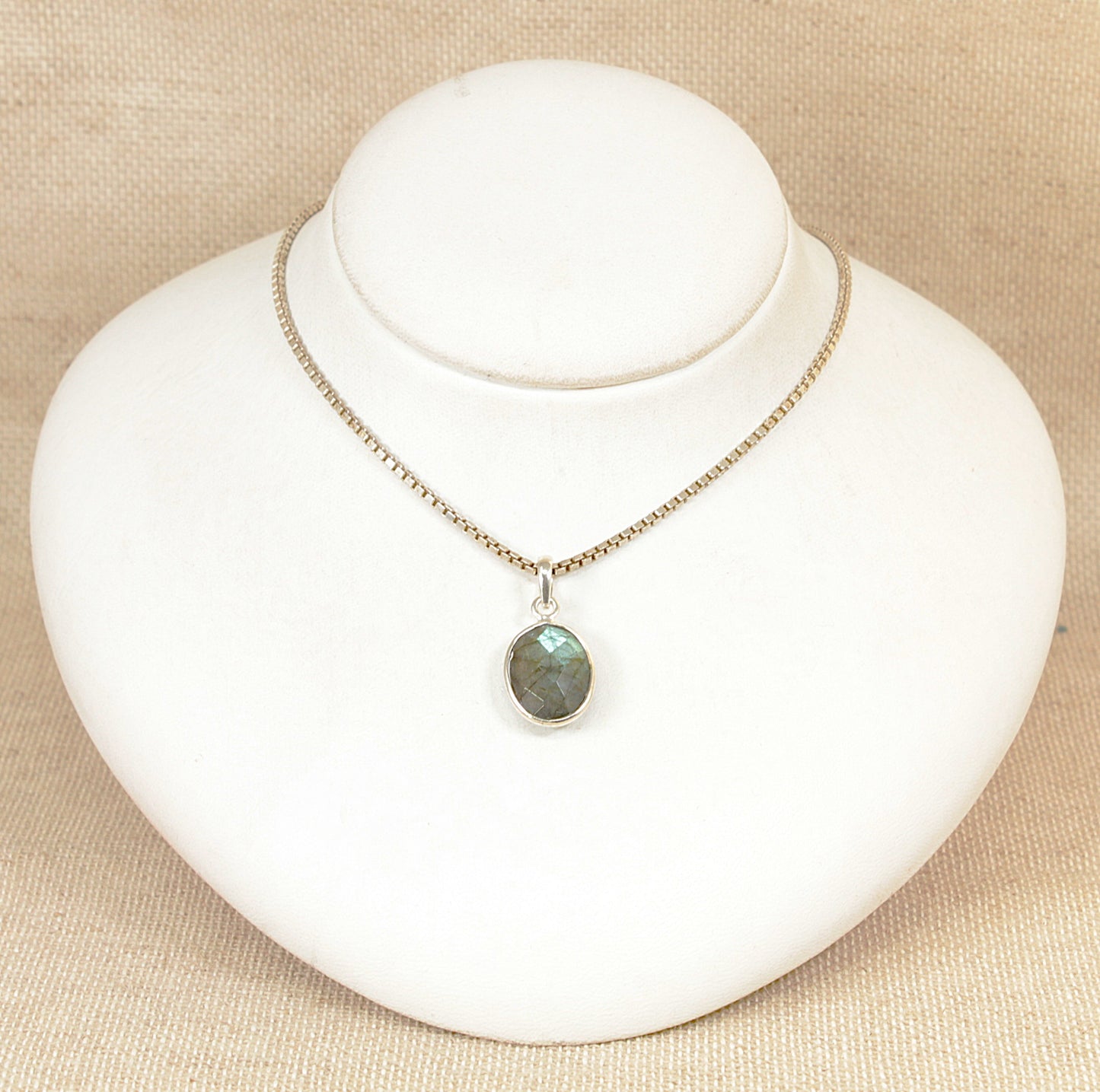 Silver Labradorite Pendant and Earring Set
