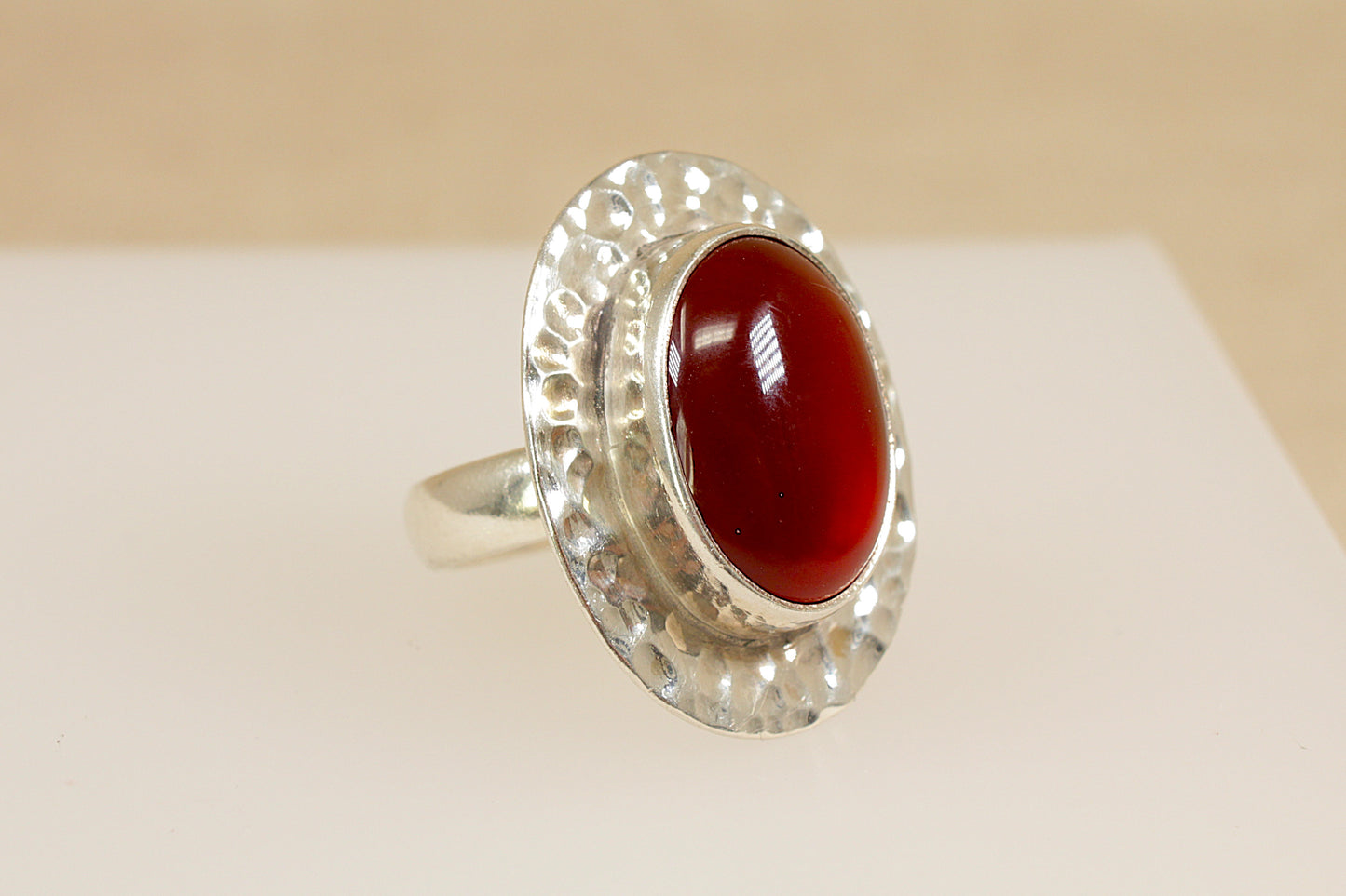 Silver Carnelian Statement Ring