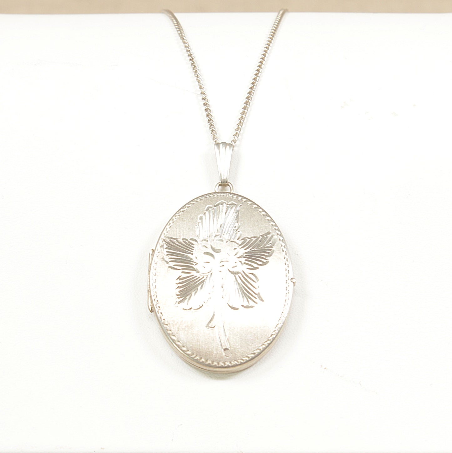 Vintage Silver Oval Locket and Chain