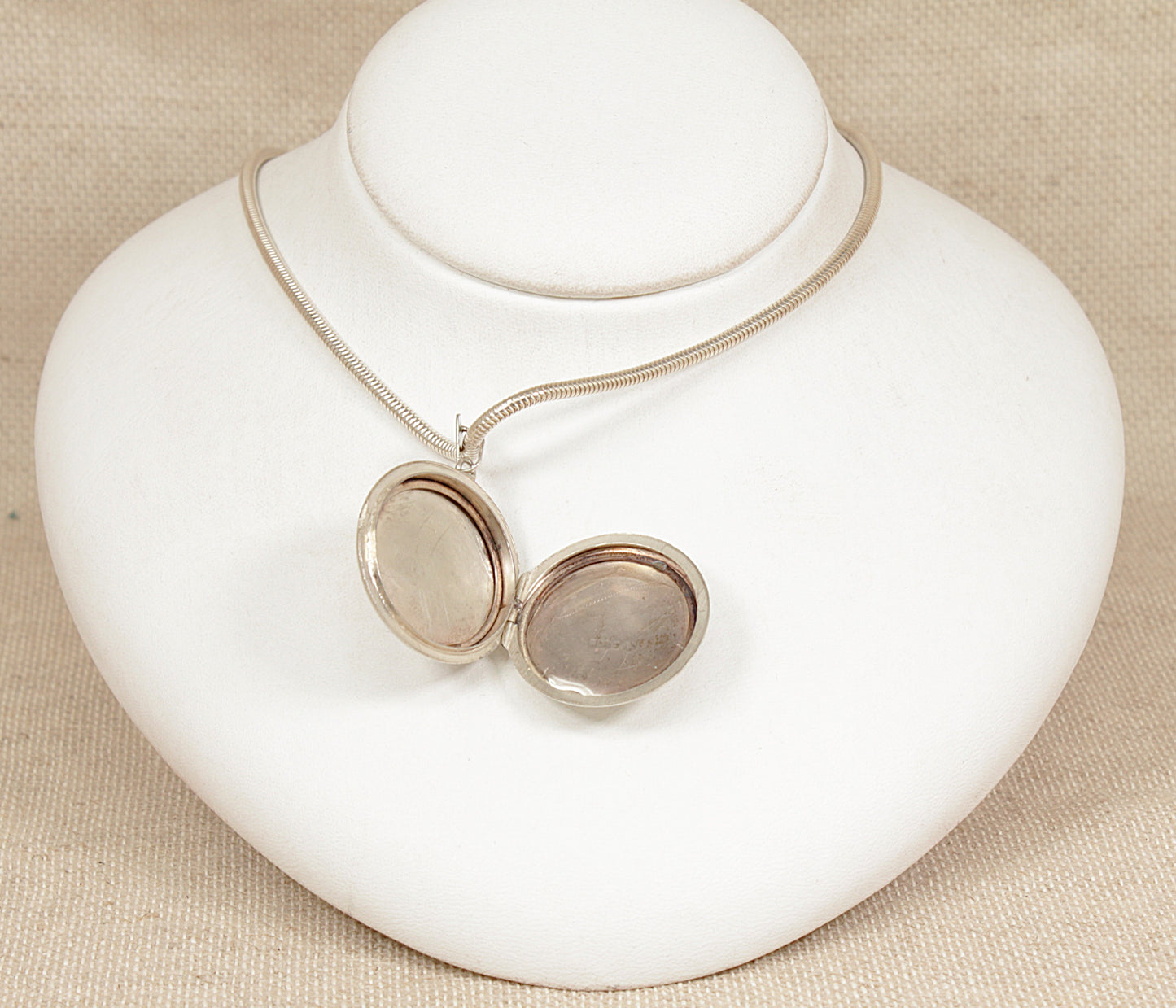 Vintage Silver Etched Locket and Chain