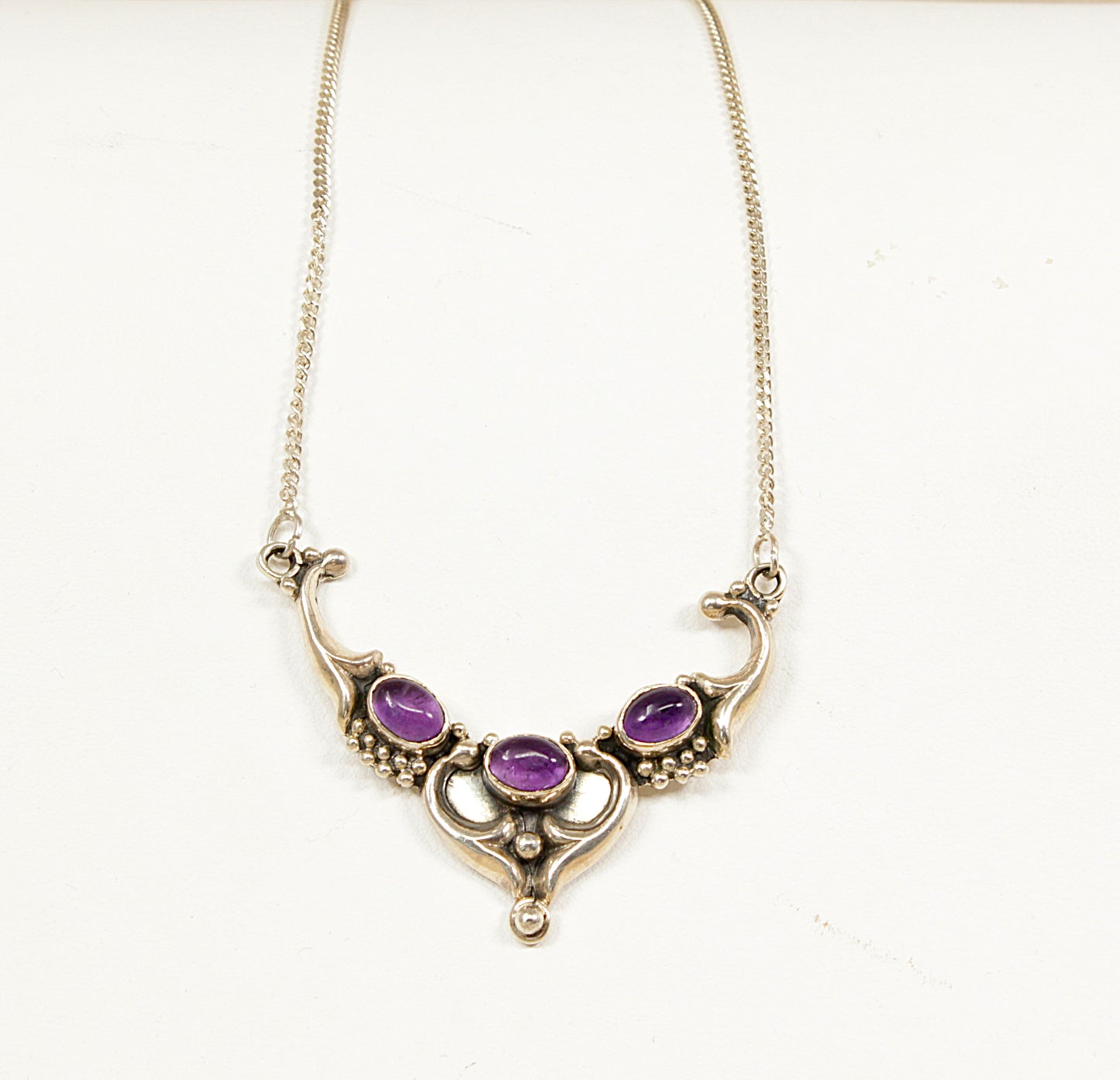 Silver Art Nouveau Style Amethyst Necklace