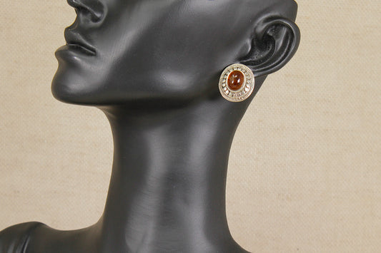 Silver Amber Stud Earrings