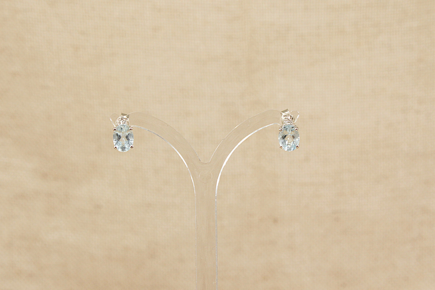 9ct White Gold Aquamarine and Diamond Stud Earrings