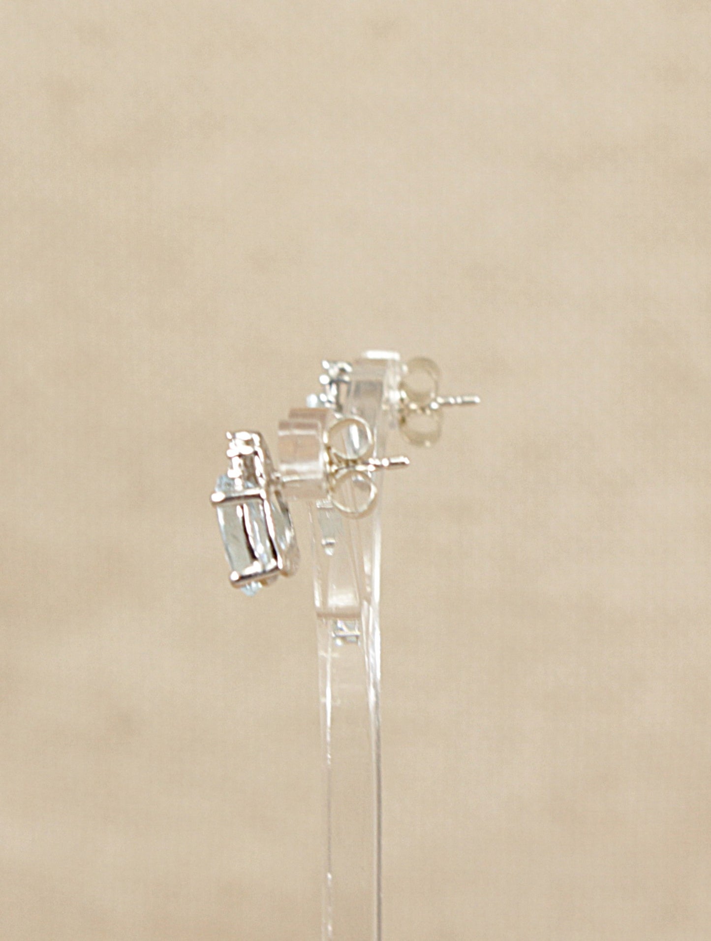 9ct White Gold Aquamarine and Diamond Stud Earrings