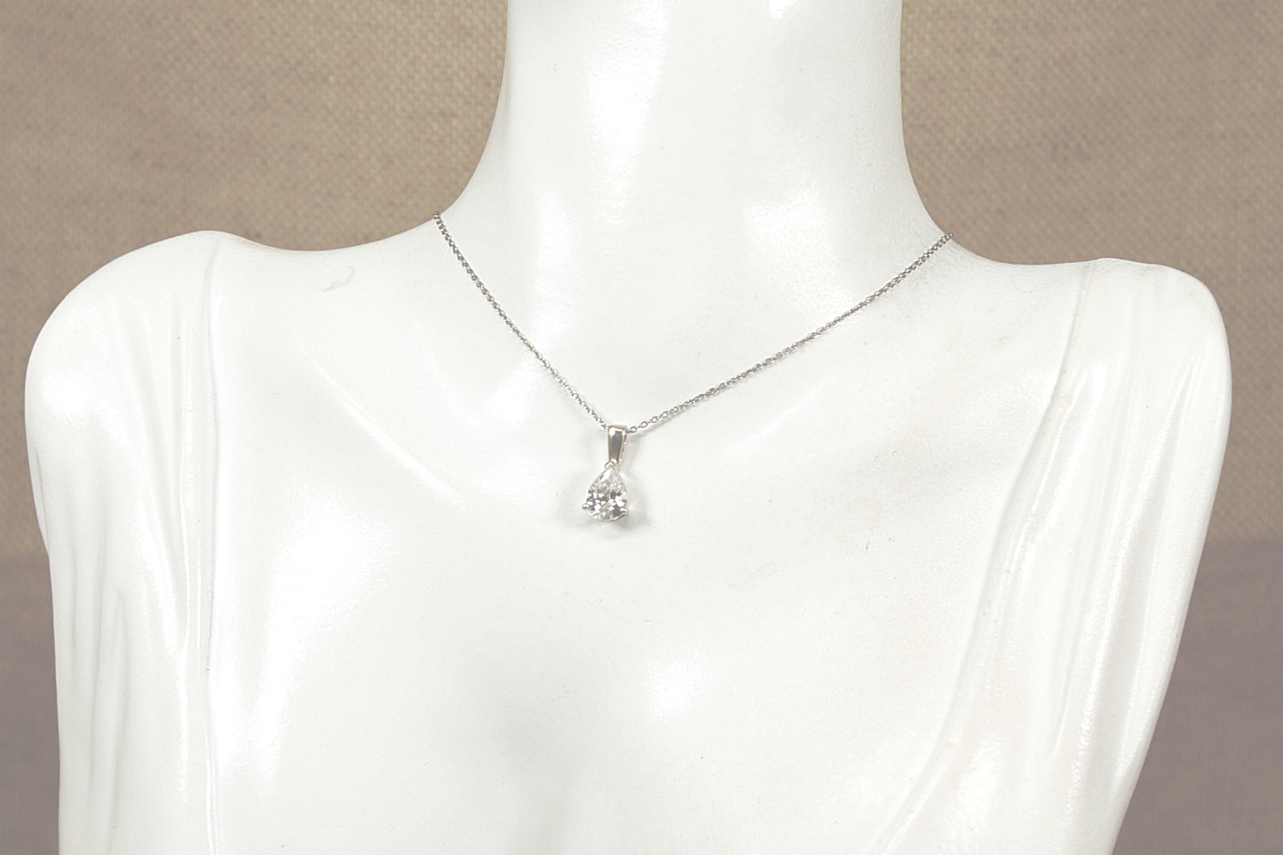 Silver Cubic Zirconia Pendant and Chain Necklace