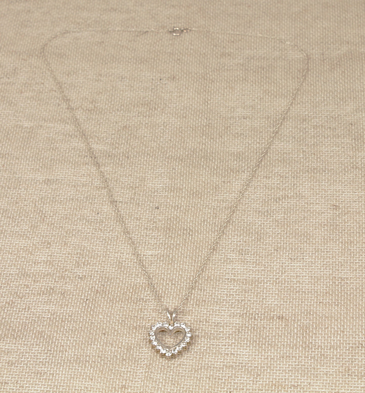 Silver Cubic Zirconia Heart Pendant and Chain Necklace