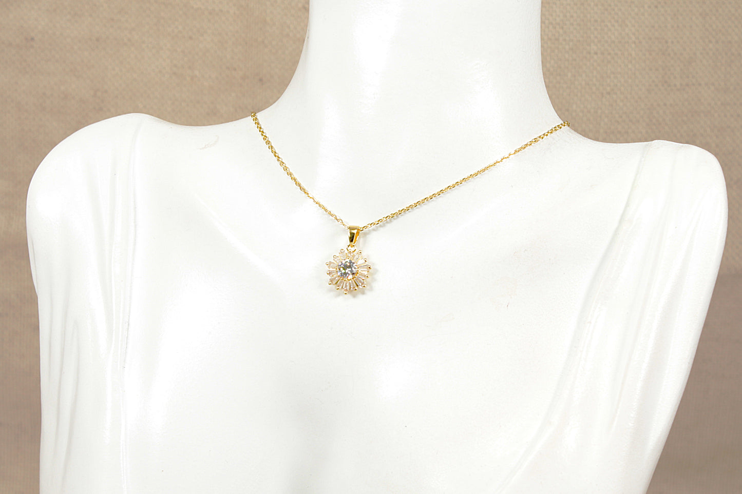 Silver Cubic Zirconia Pendant and Chain Necklace