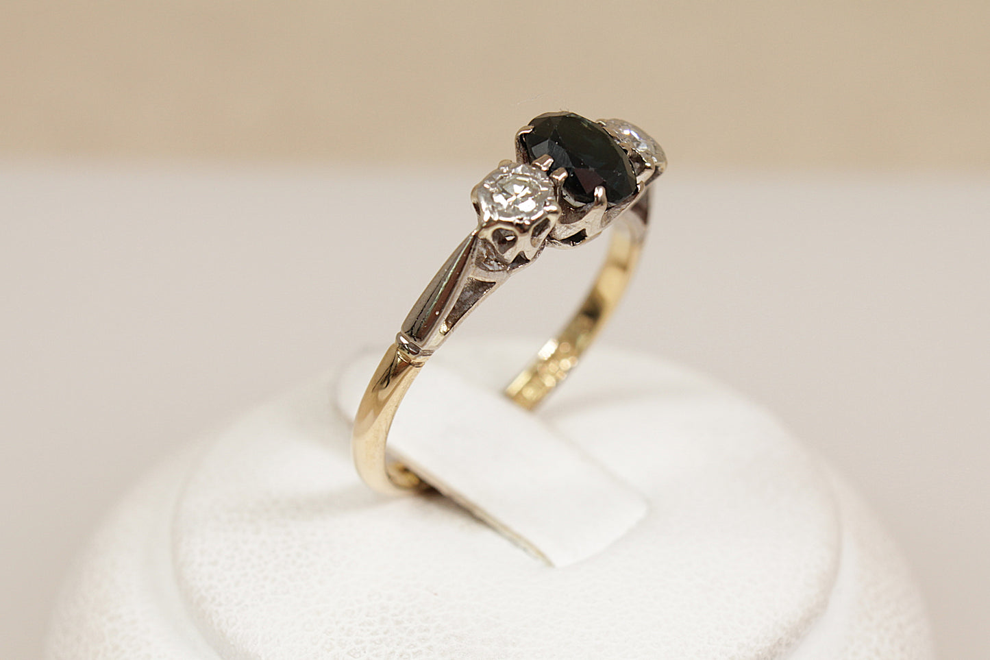 18ct Gold, Platinum and Sapphire Diamond Trilogy Ring