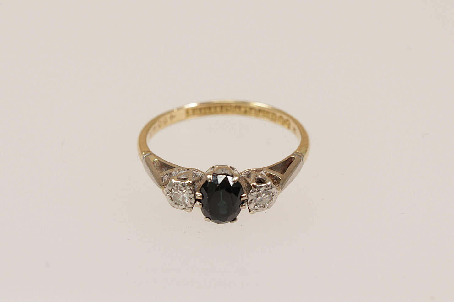 18ct Gold, Platinum and Sapphire Diamond Trilogy Ring