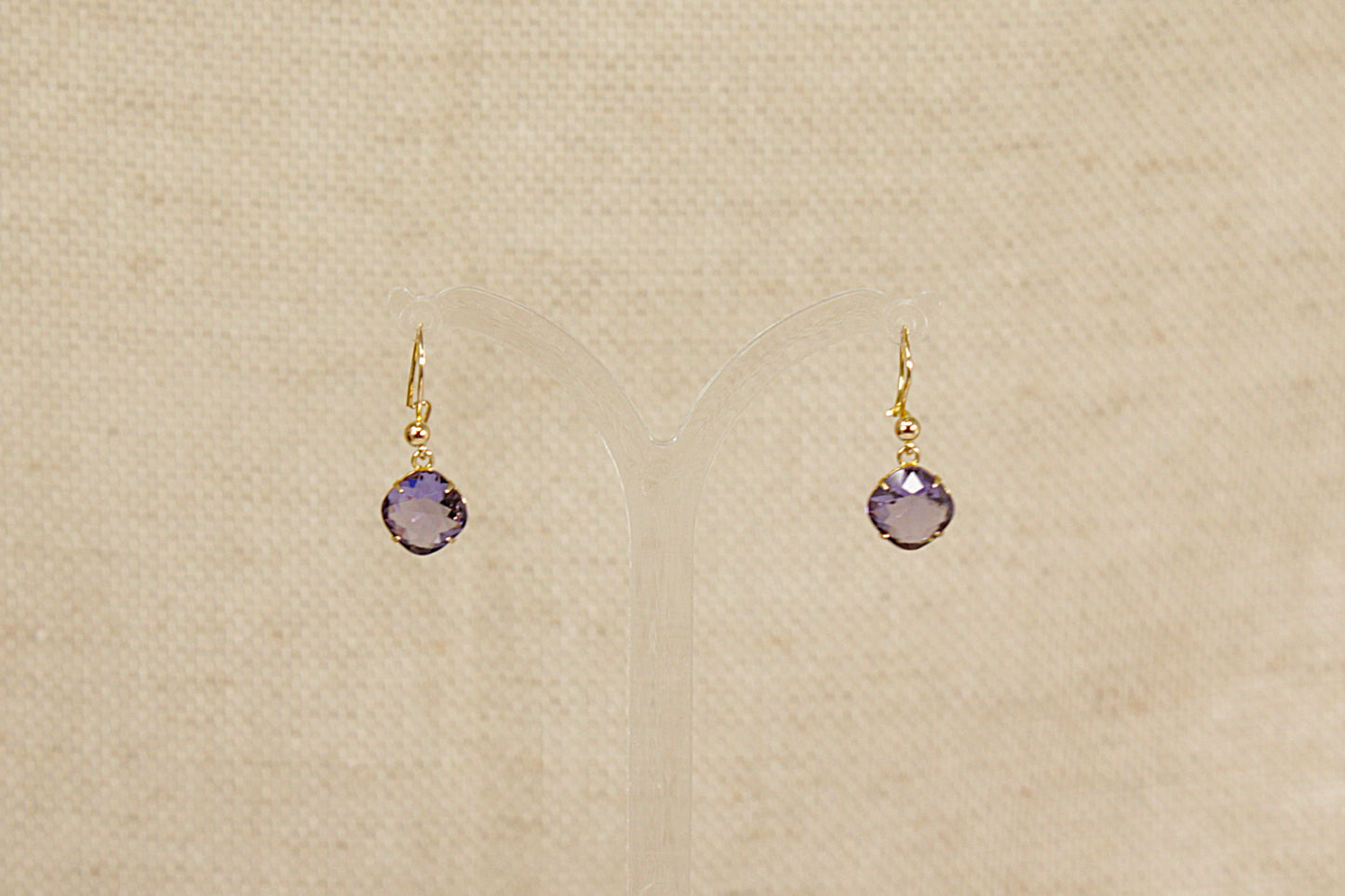 9ct Gold Amethyst Dropper Earrings
