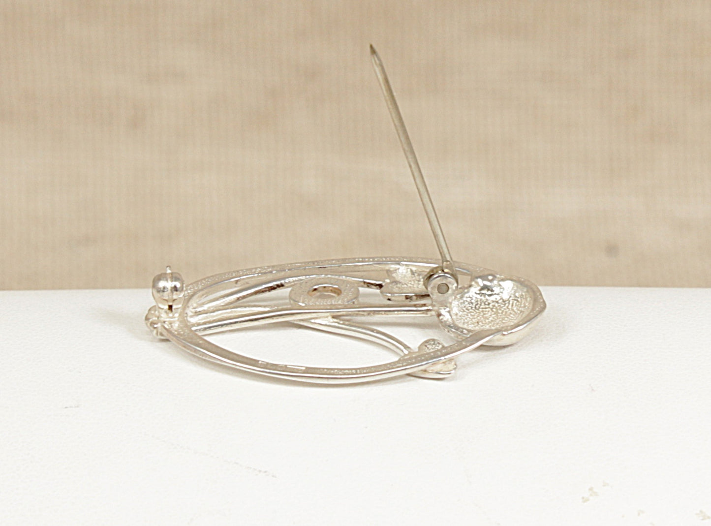 Silver Art Nouveau Style Moonstone Brooch