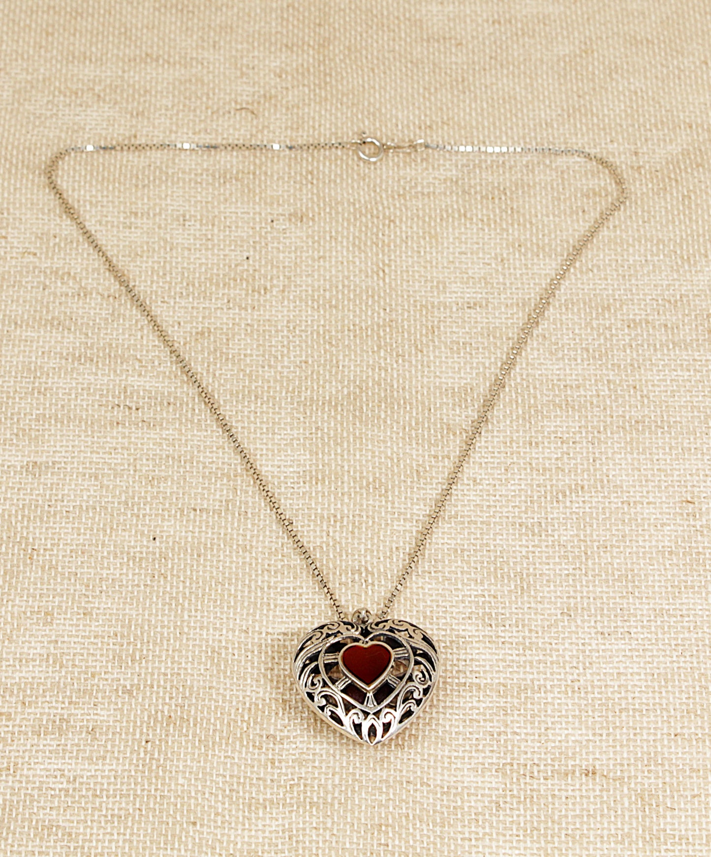 Silver Heart Pendant and Chain Necklace