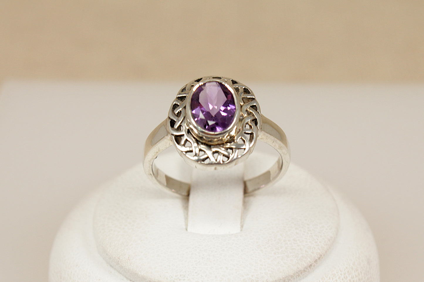Silver and Amethyst Celtic Knot Ring