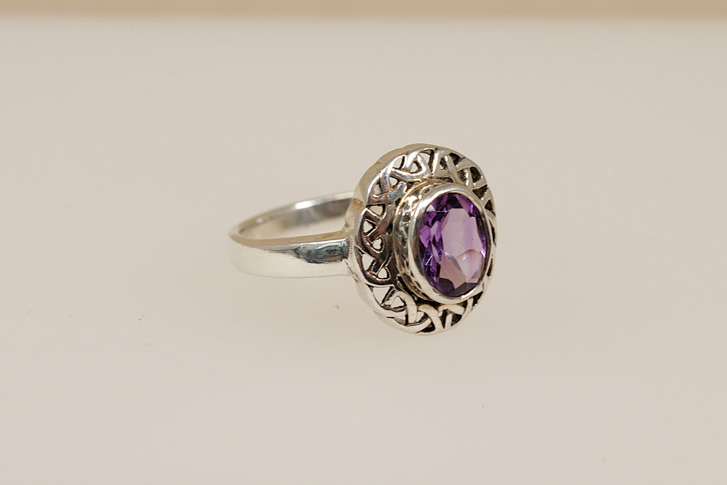 Silver and Amethyst Celtic Knot Ring