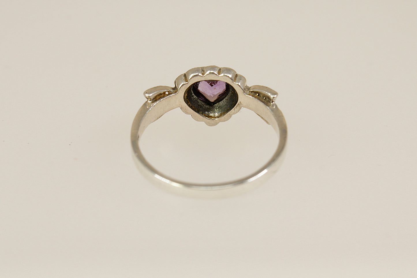 Silver Amethyst and Marcasite Heart Ring