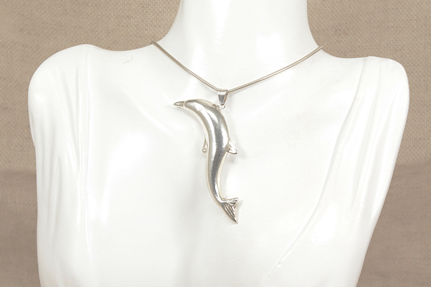 Silver Dolphin Pendant and Chain Necklace