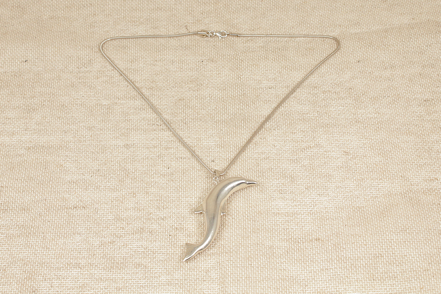 Silver Dolphin Pendant and Chain Necklace
