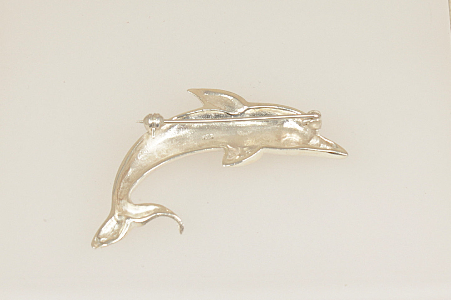 Silver Dolphin Brooch