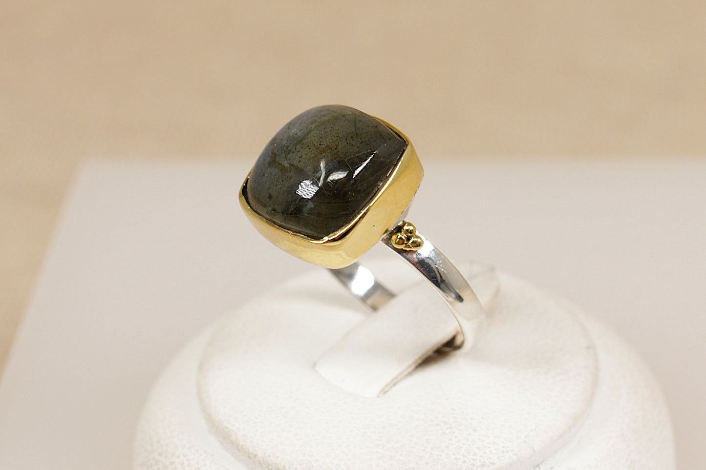 Silver Labradorite Statement Ring