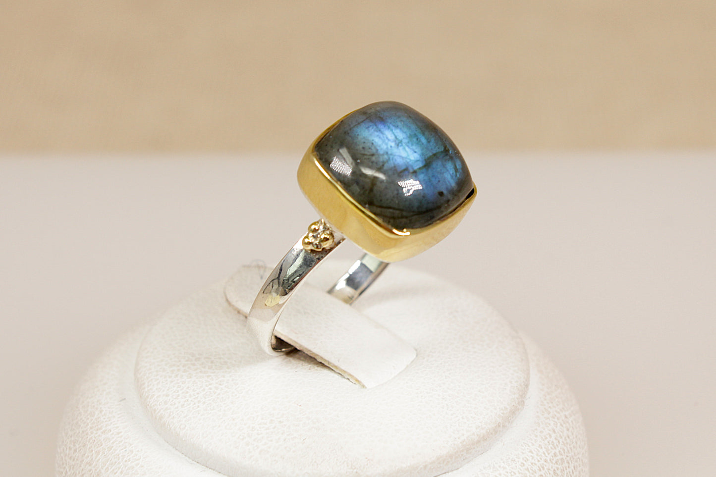 Silver Labradorite Statement Ring