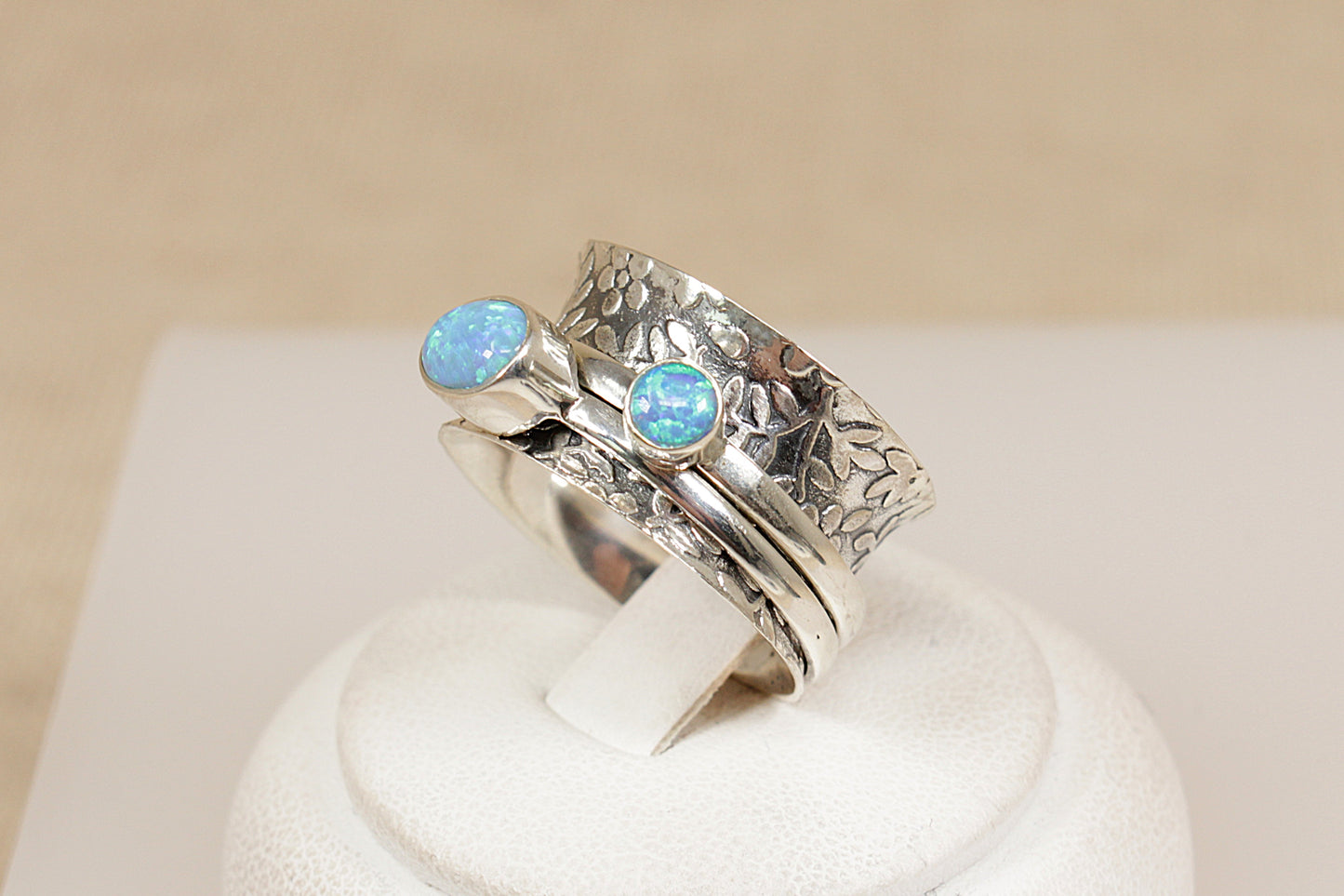 Silver Opal Spinner Ring