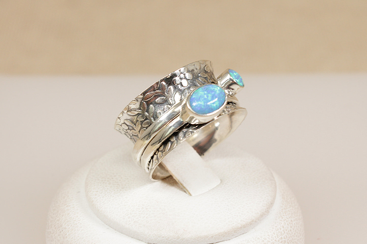 Silver Opal Spinner Ring
