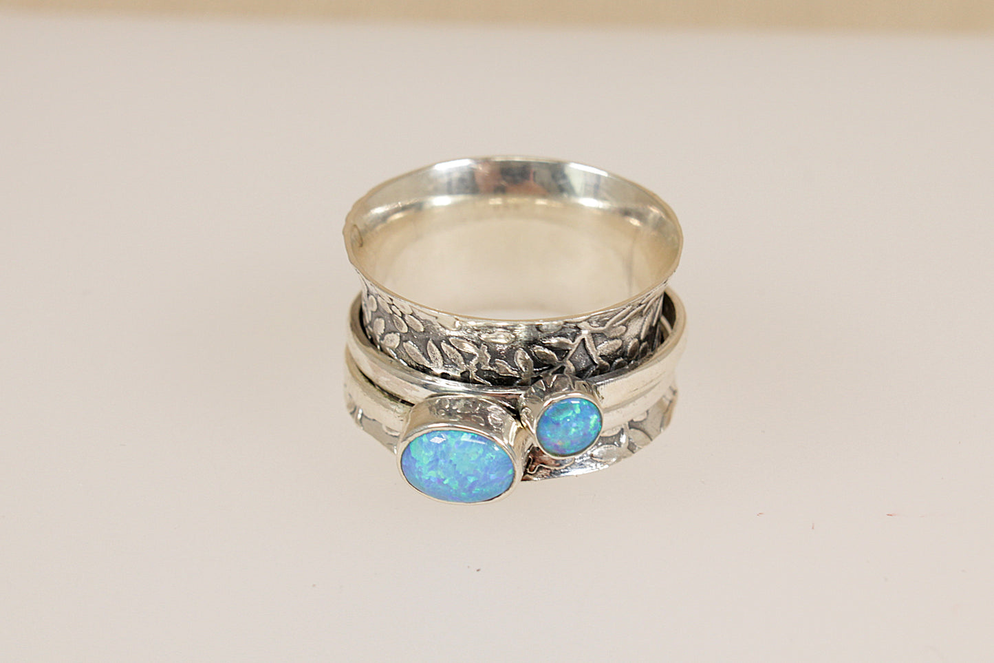 Silver Opal Spinner Ring