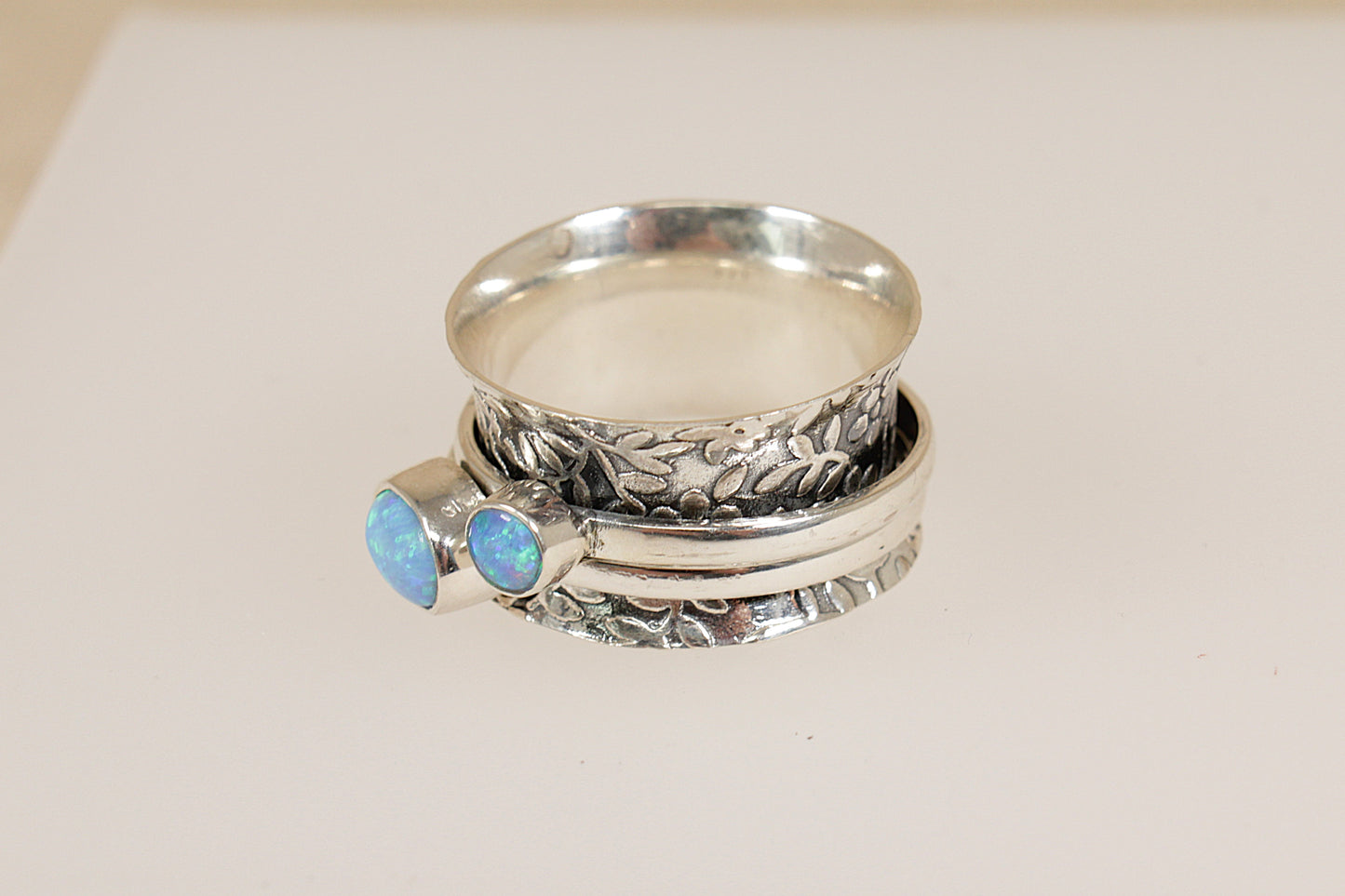 Silver Opal Spinner Ring