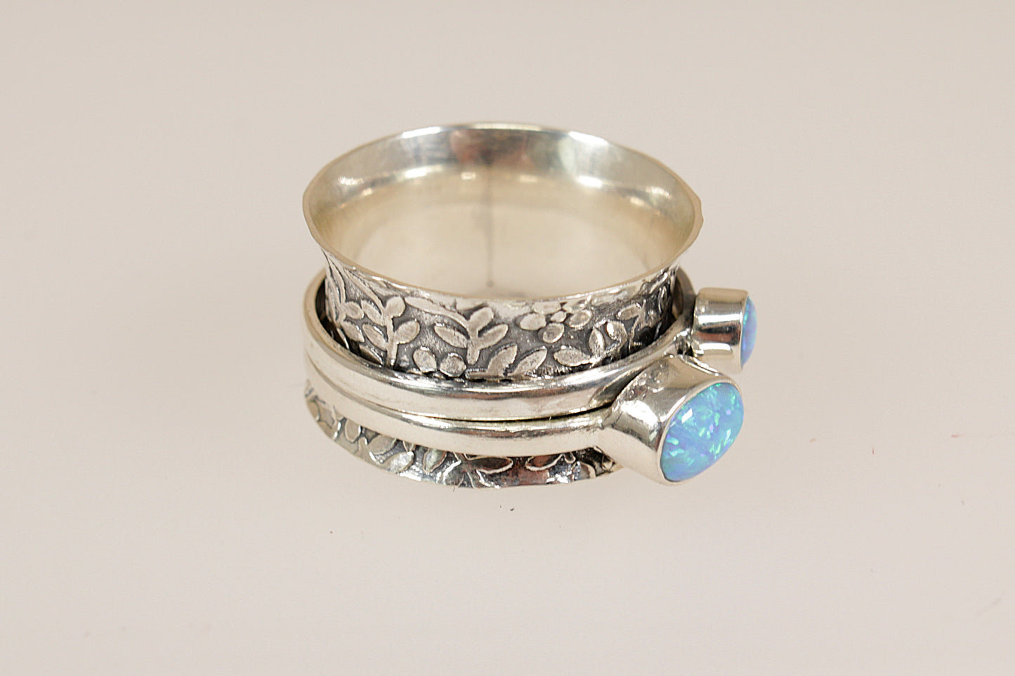 Silver Opal Spinner Ring