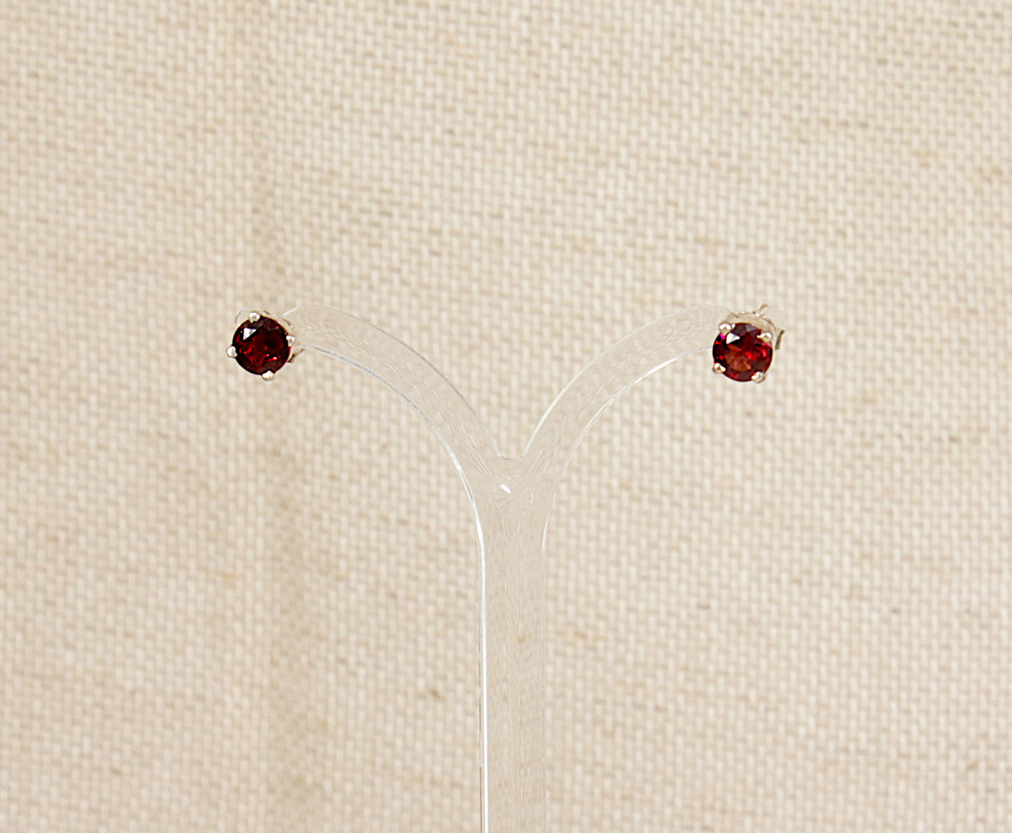 Classic Sterling Silver & Garnet Stud Earrings