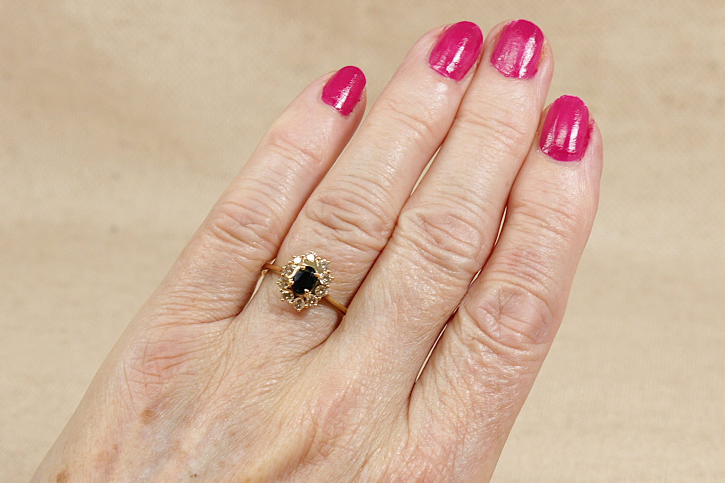 18ct Sapphire and Diamond ‘Diana’ Style Cluster Ring
