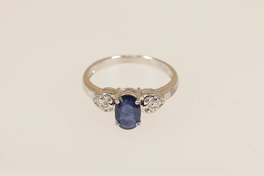 9ct White Gold Sapphire and Diamond Ring
