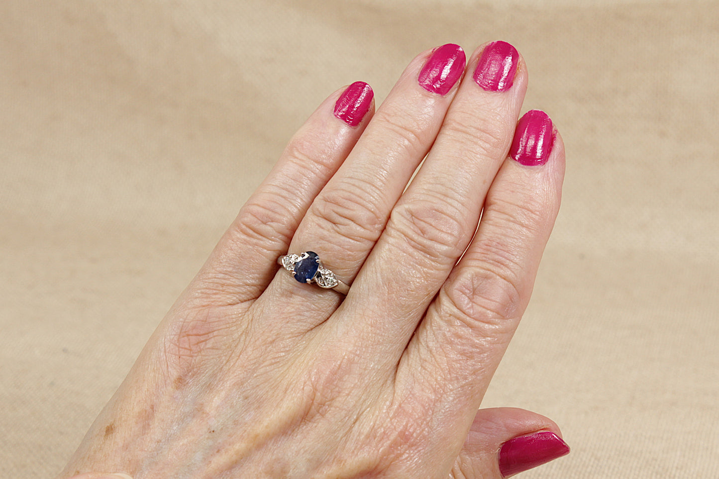 9ct White Gold Sapphire and Diamond Ring