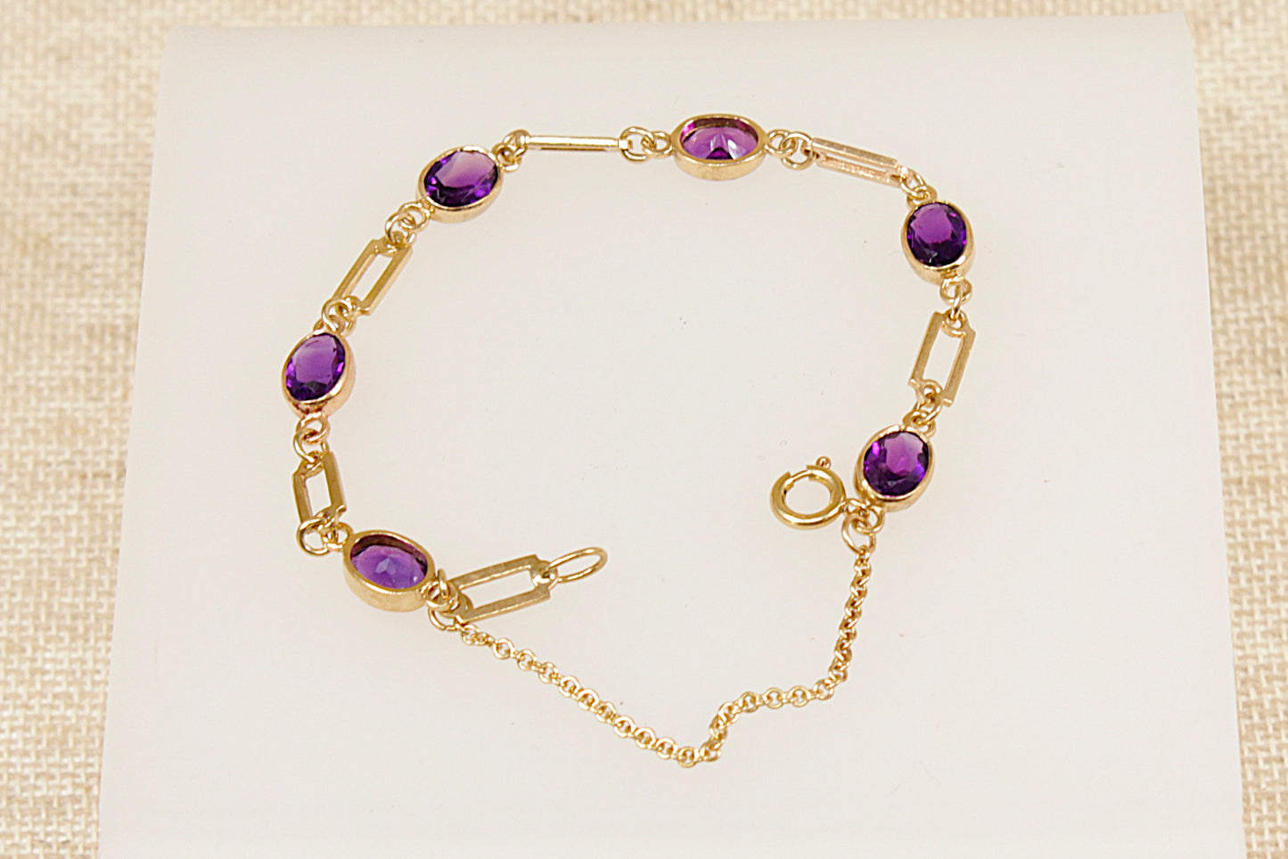 Vintage 9ctr Gold Amethyst Bracelet
