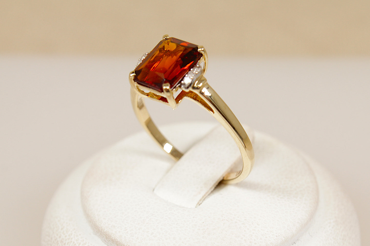 10ct Gold Vibrant Almandine Garnet and Diamond Ring