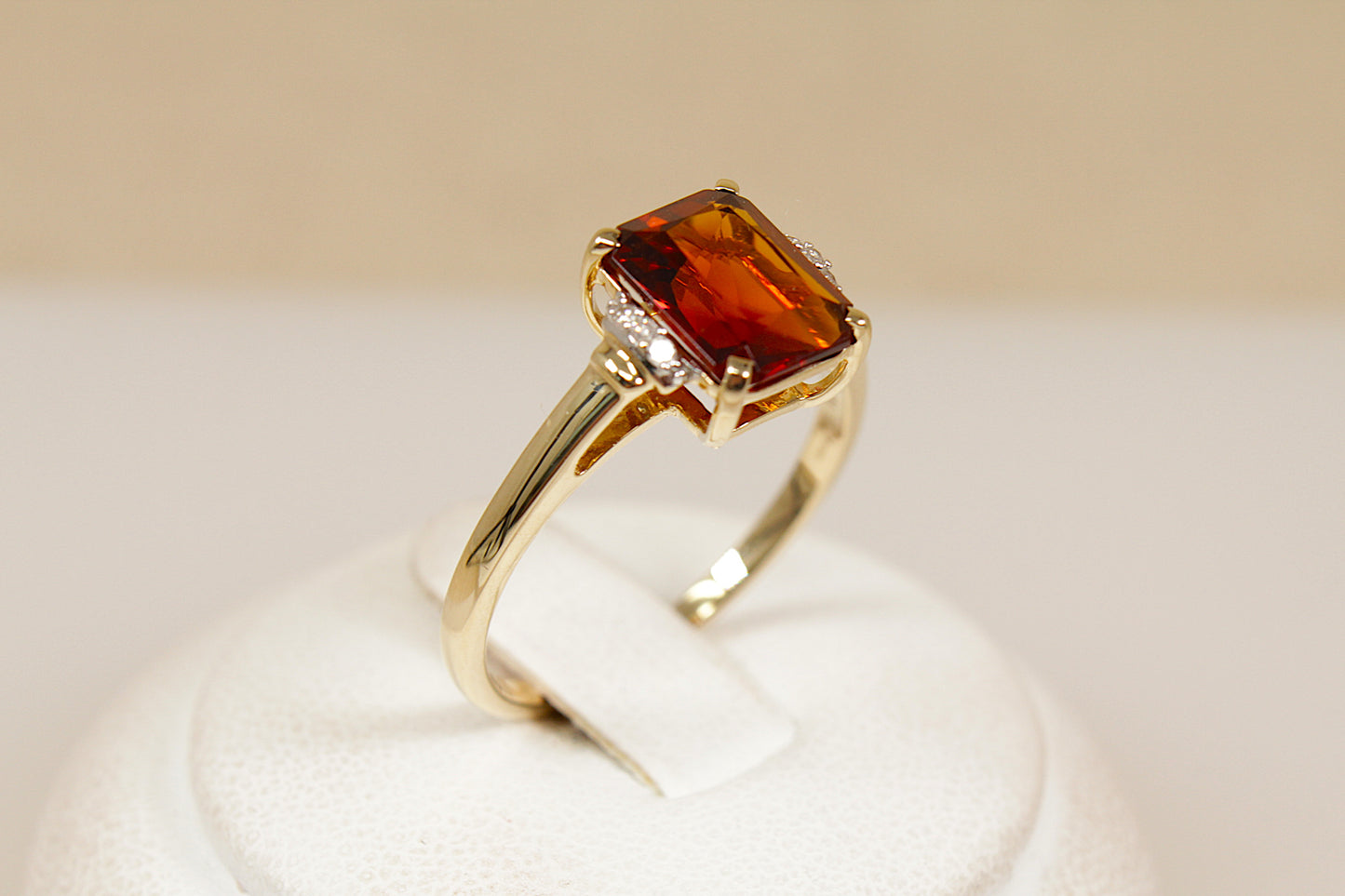 10ct Gold Vibrant Almandine Garnet and Diamond Ring