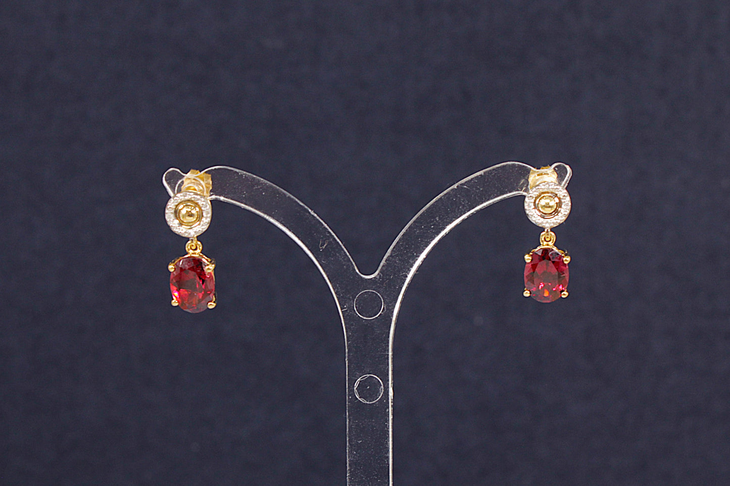 10ct Gold Rhodolite Garnet and Diamond Earrings