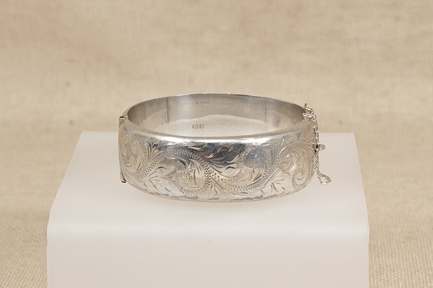 Vintage Silver Hinged Cuff Bangle Bracelet