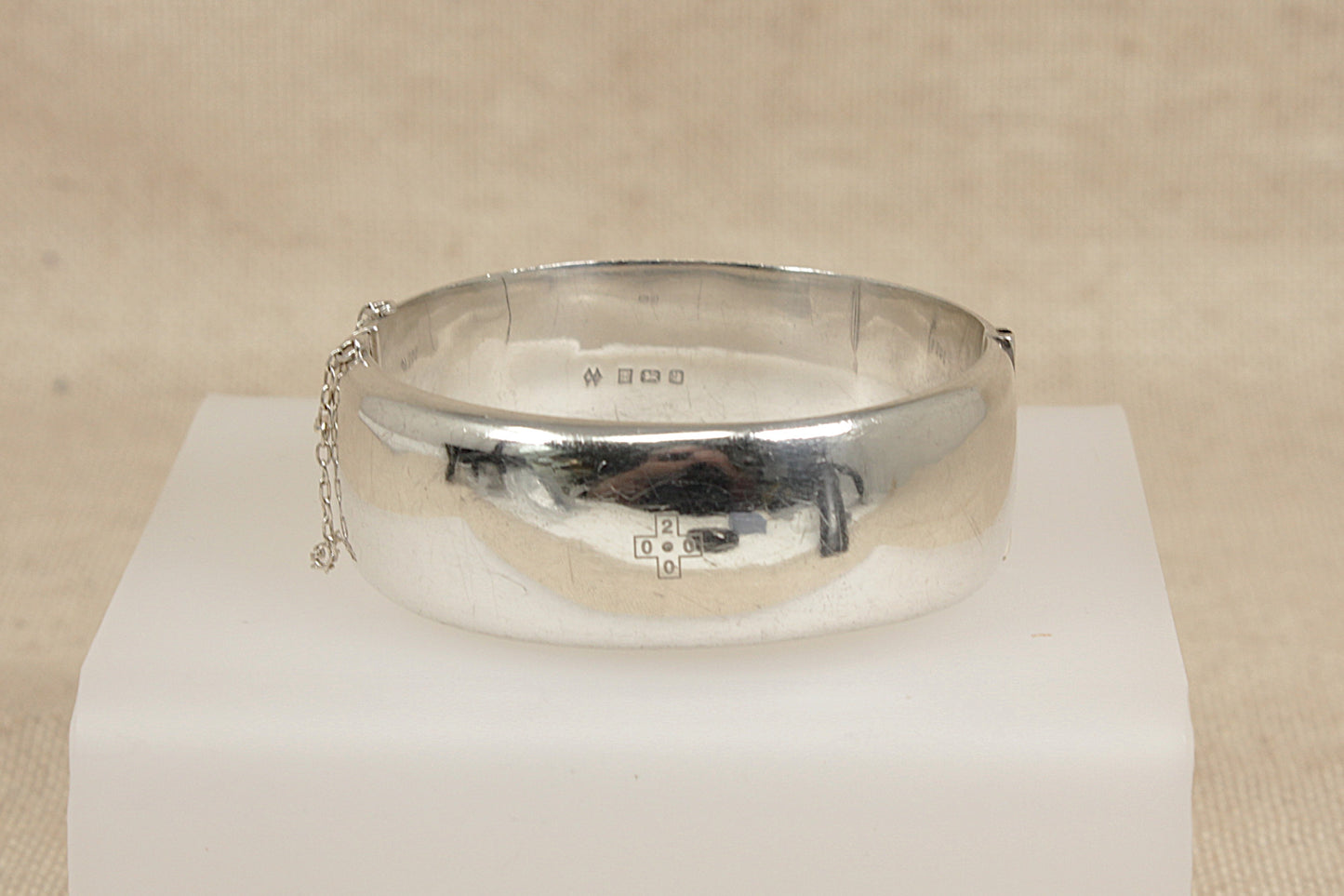 Vintage Silver Hinged Cuff Bangle Bracelet