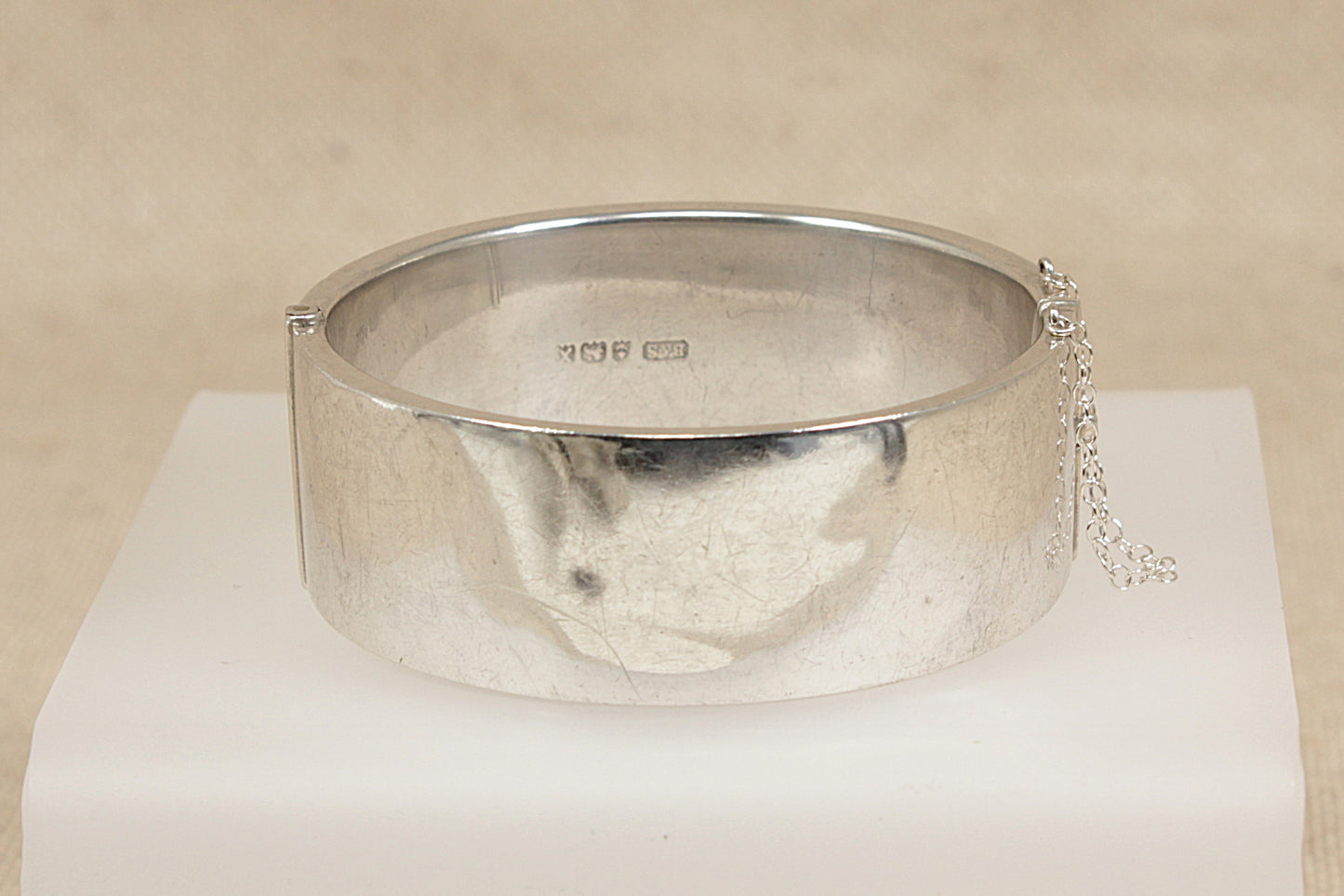 Vintage Silver Hinged Cuff Bangle Bracelet