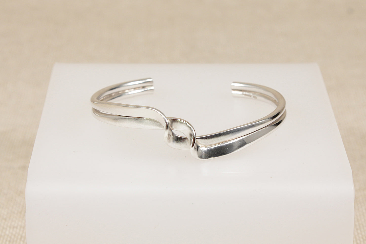Silver Twist Tension Bangle Bracelet