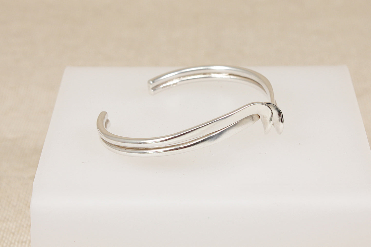 Silver Twist Tension Bangle Bracelet