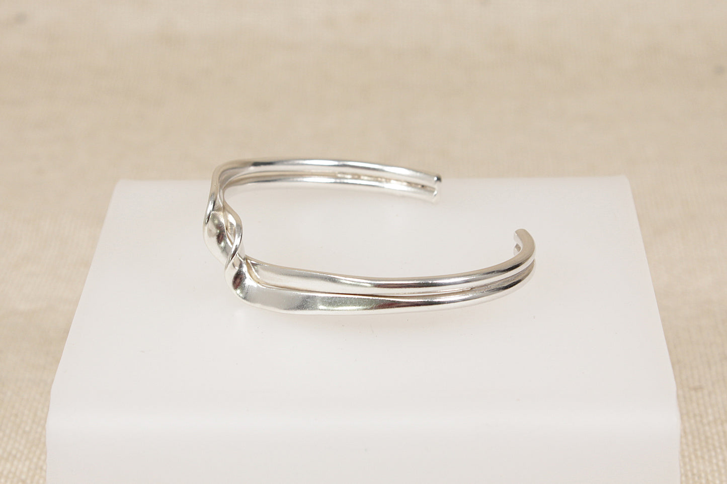 Silver Twist Tension Bangle Bracelet