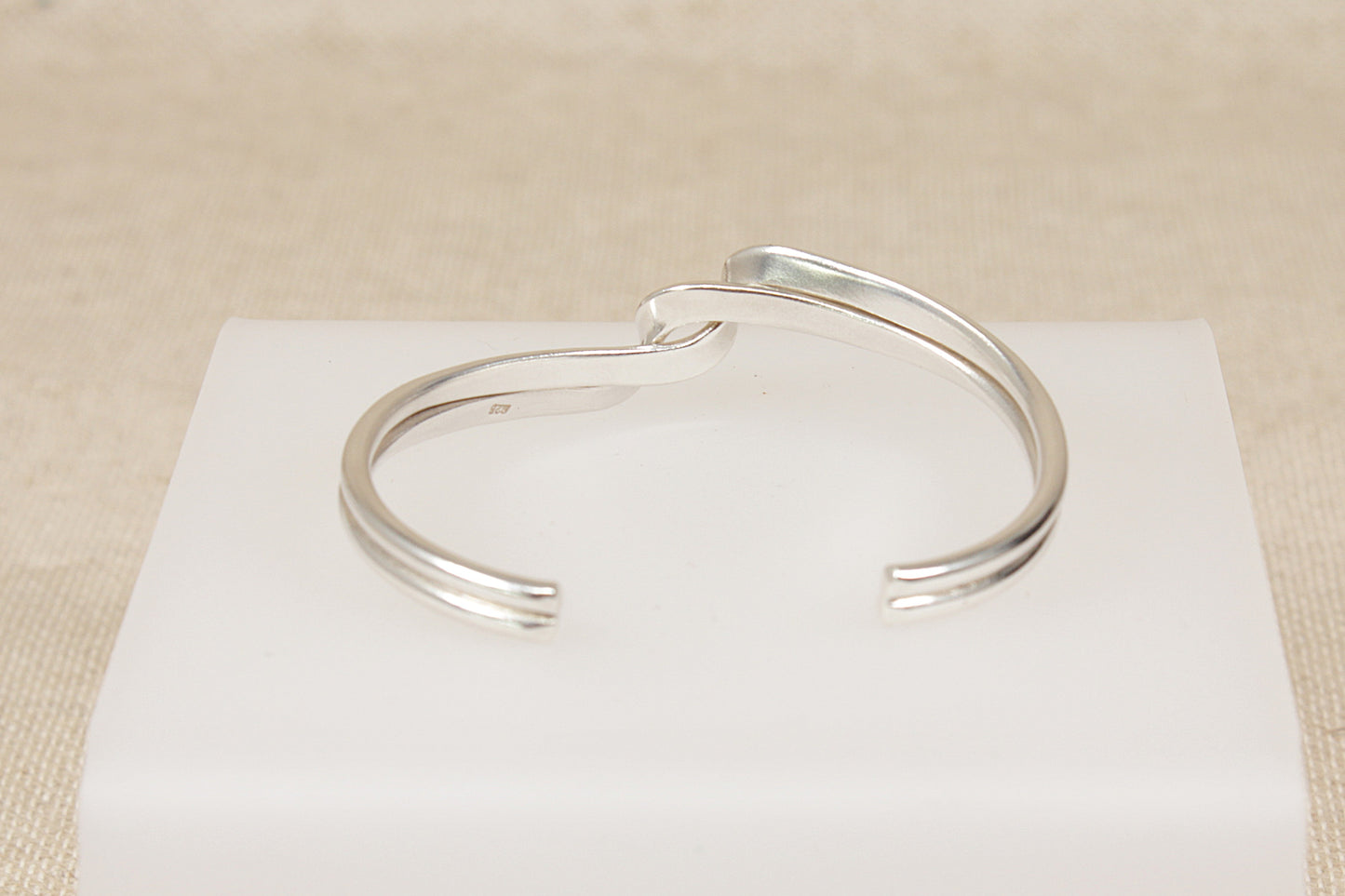 Silver Twist Tension Bangle Bracelet