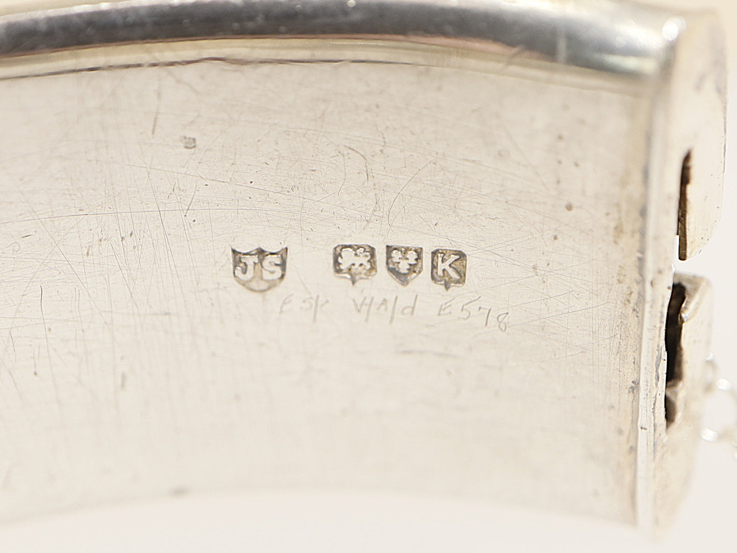 Vintage Silver Hinged Cuff Bangle Bracelet