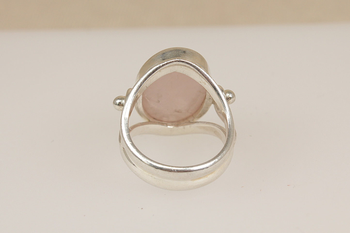 Silver Pink Quartz Statement Ring