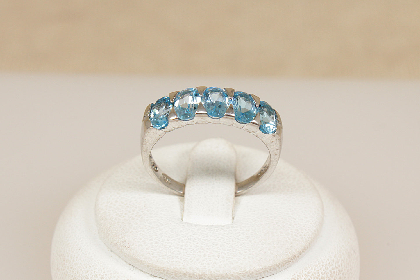 Silver 5 Stone Blue Topaz Ring